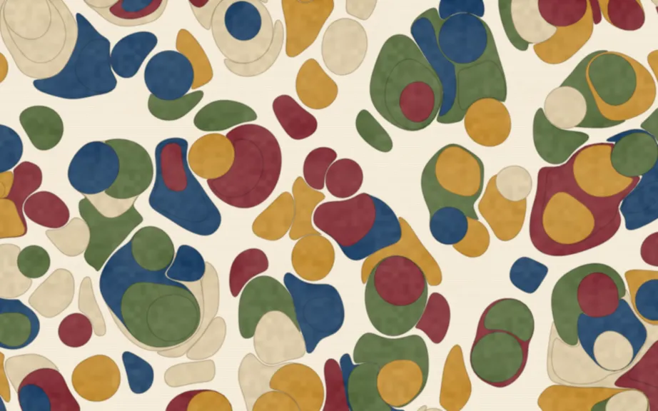 A stone-ground marbling pattern: dense overlapping pigment drops compressed into nested concentric rings.